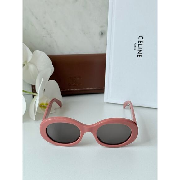 NEW Celine CL40194U Triomphe Dusty Pink Oval Sunglasses - Picture 5 of 9